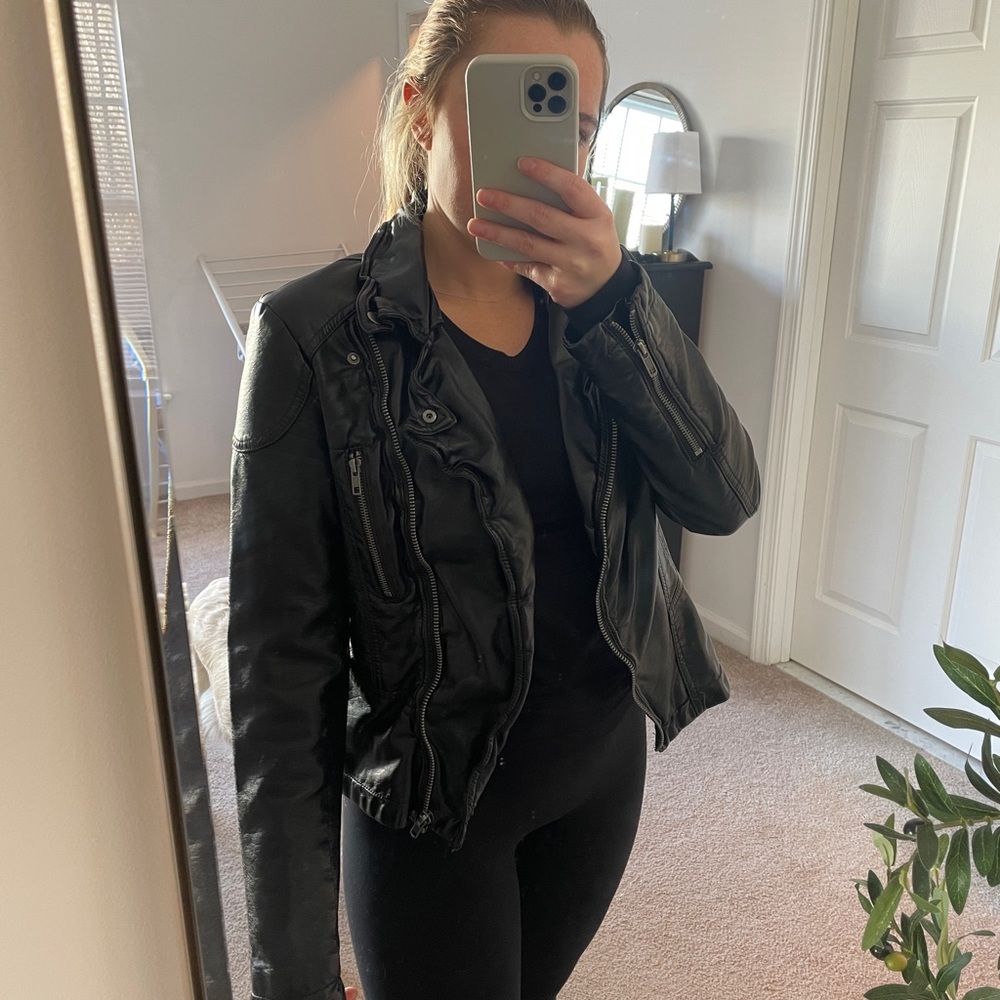 Free People Black Leather Jacket